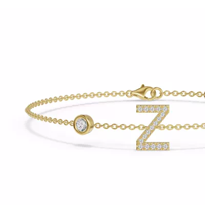 Bezel Diamond Pavé Initial Bracelet - Z