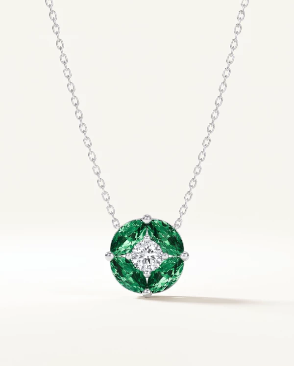 Setting Emerald Floral Lab Diamond Silver