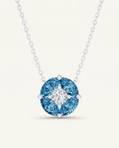 London Blue Topaz Floral Lab Diamond Silver Necklace