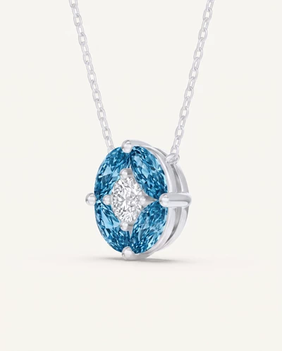 London Blue Topaz Floral Lab Diamond Silver Necklace