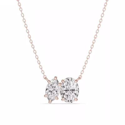 Toi et Moi Marquise and Oval Lab Diamond Necklace (1.50 ct. tw.)