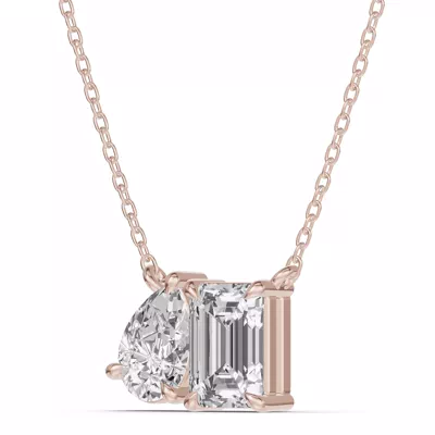 Toi et Moi Pear and Emerald Lab Diamond Necklace (1.50 ct. tw.)