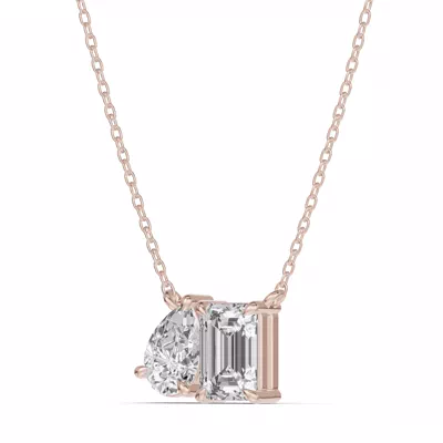 Toi et Moi Pear and Emerald Lab Diamond Necklace (1.50 ct. tw.)