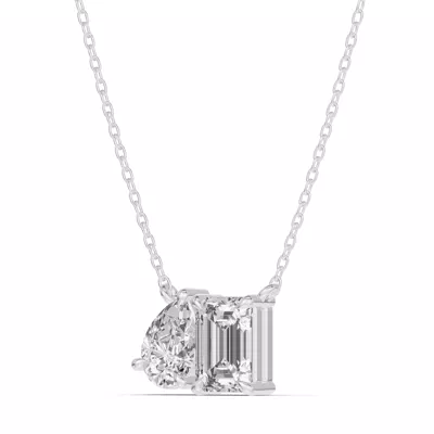 Toi et Moi Pear and Emerald Lab Diamond Necklace (1.50 ct. tw.)