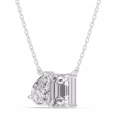 Toi et Moi Pear and Emerald Lab Diamond Necklace (1.50 ct. tw.)
