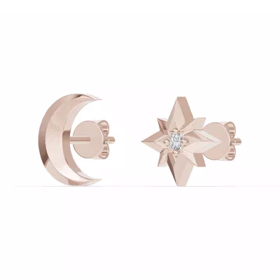 Astril Crescent & Star Lab Diamond Earrings