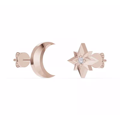 Astril Crescent & Star Lab Diamond Earrings