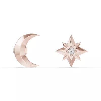 Astril Crescent & Star Diamond Earrings