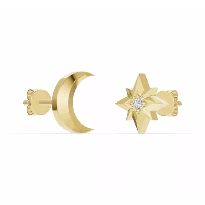 Astril Crescent & Star Lab Diamond Earrings