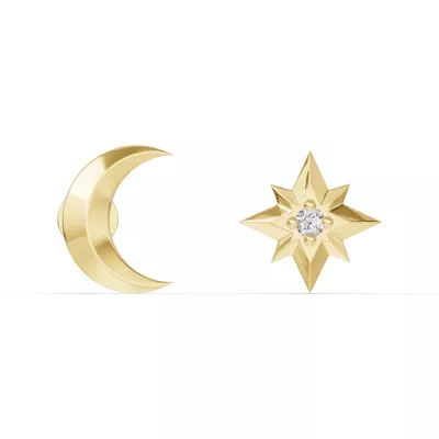 Astril Crescent & Star Diamond Earrings