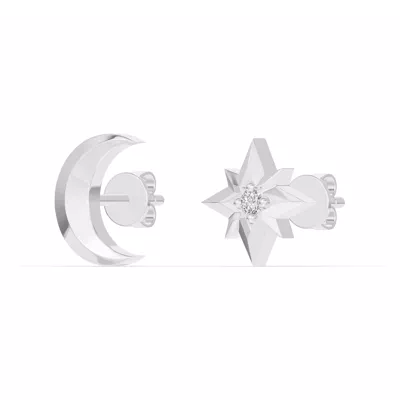 Astril Crescent & Star Lab Diamond Earrings