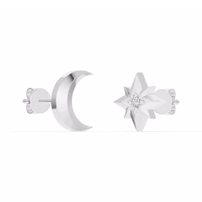 Astril Crescent & Star Diamond Earrings