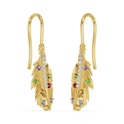 Feather Drift Lab Diamond & Gemstone Earrings