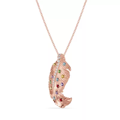 Feather Sway Lab Diamond & Gemstone Necklace