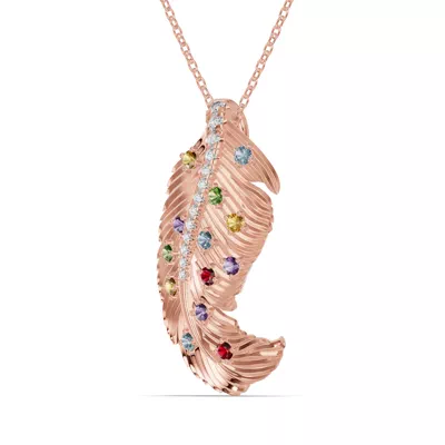 Feather Sway Diamond & Gemstone Necklace