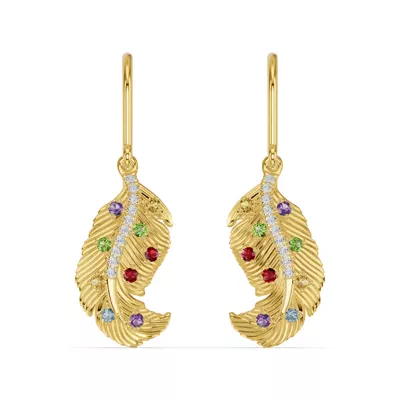 Feather Sway Lab Diamond & Gemstone Earrings