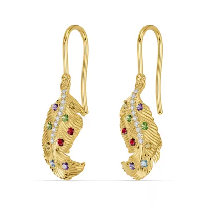 Feather Sway Lab Diamond & Gemstone Earrings