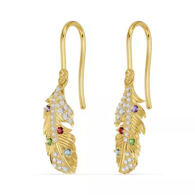Feather Soar Lab Diamond & Gemstone Earrings