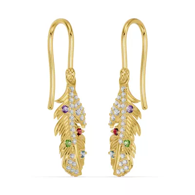 Feather Soar Lab Diamond & Gemstone Earrings
