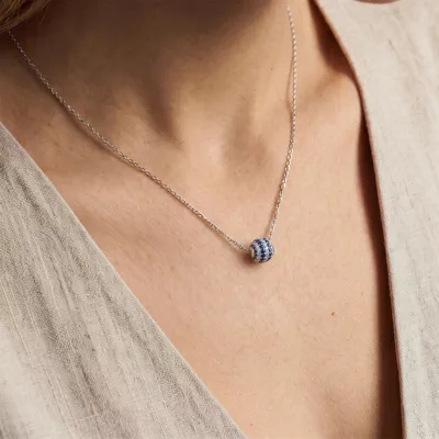 Sapphire & Lab Diamond Pavé Sphere Necklace