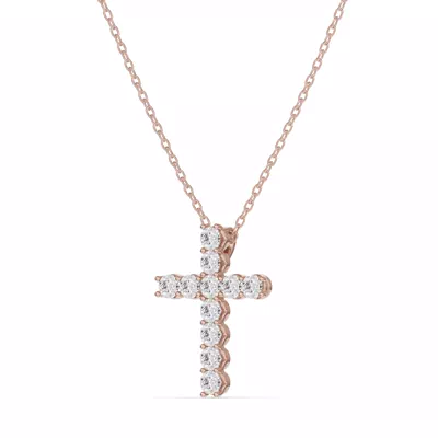 Unity Prong Lab Diamond Cross Pendant (.50 ct. tw.)