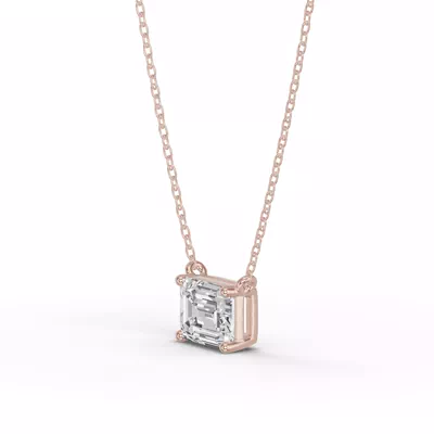 Emerald-Cut Lab Diamond East-West Solitaire Necklace