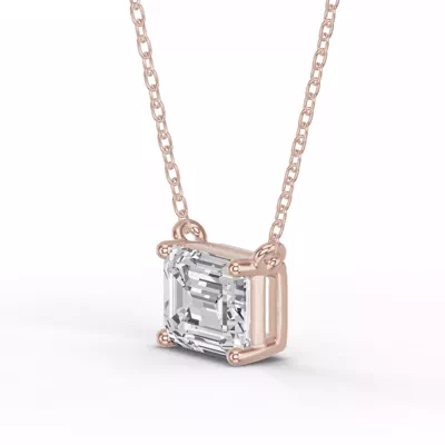 Emerald-Cut Lab Diamond East-West Solitaire Necklace
