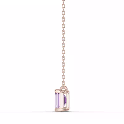 Emerald-Cut Amethyst East-West Solitaire Necklace
