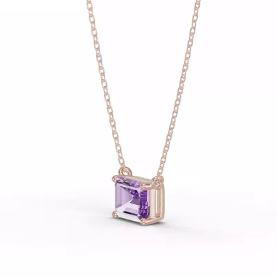 Emerald-Cut Amethyst East-West Solitaire Necklace