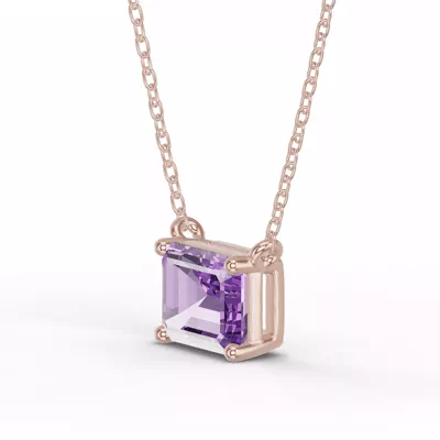 Emerald-Cut Amethyst East-West Solitaire Necklace