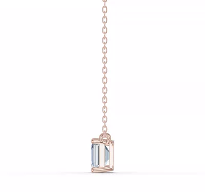Emerald-Cut Aquamarine East-West Solitaire Necklace