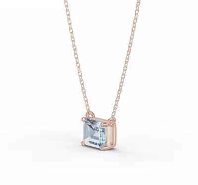 Emerald-Cut Aquamarine East-West Solitaire Necklace