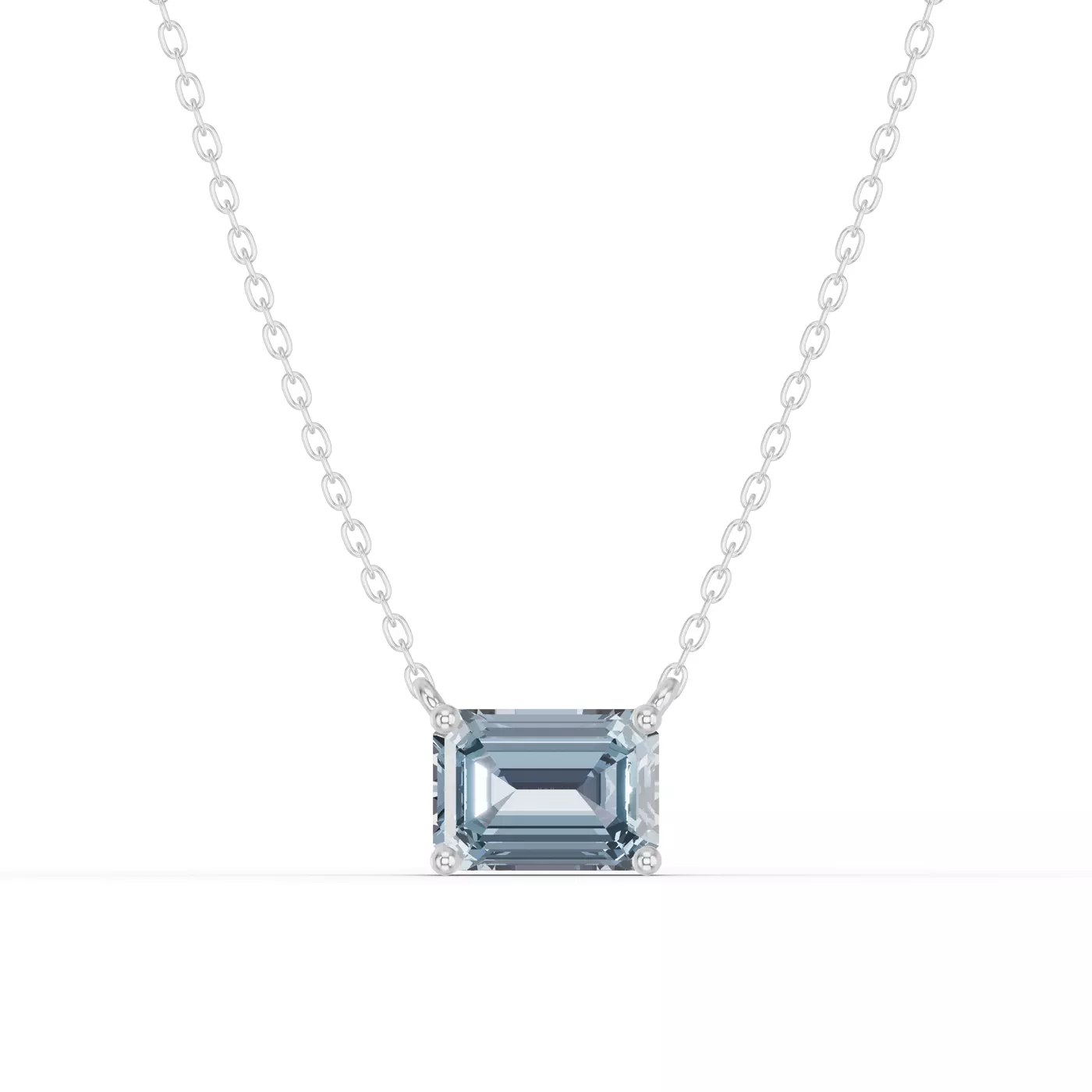 East-West Setting Silver Engagement Ring