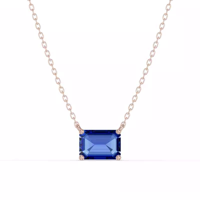 Emerald-Cut Sapphire East-West Solitaire Necklace