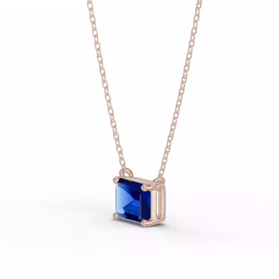 Emerald-Cut Sapphire East-West Solitaire Necklace