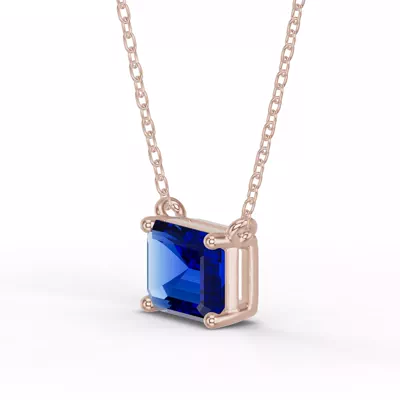 Emerald-Cut Sapphire East-West Solitaire Necklace