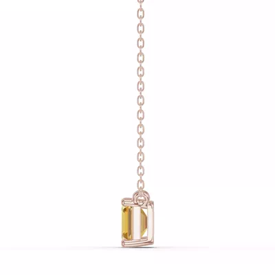 Emerald-Cut Citrine East-West Solitaire Necklace