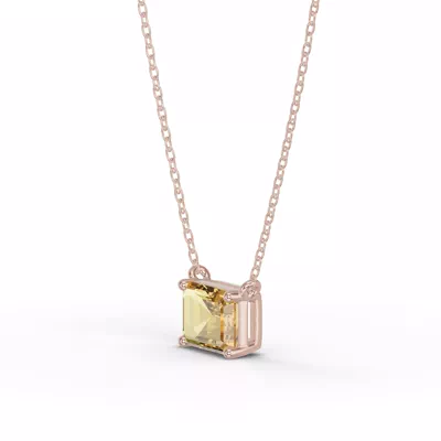 Emerald-Cut Citrine East-West Solitaire Necklace