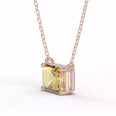 Emerald-Cut Citrine East-West Solitaire Necklace