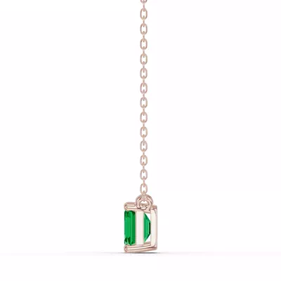 Emerald-Cut Emerald East-West Solitaire Necklace