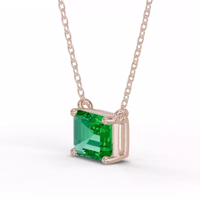 Emerald-Cut Emerald East-West Solitaire Necklace
