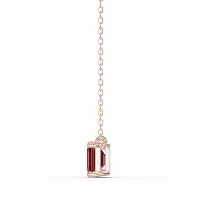 Emerald-Cut Garnet East-West Solitaire Necklace