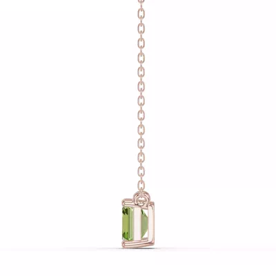 Emerald-Cut Peridot East-West Solitaire Necklace