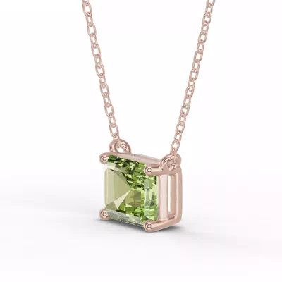 Emerald-Cut Peridot East-West Solitaire Necklace