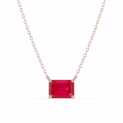 Emerald-Cut Ruby East-West Solitaire Necklace