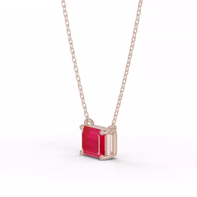 Emerald-Cut Ruby East-West Solitaire Necklace