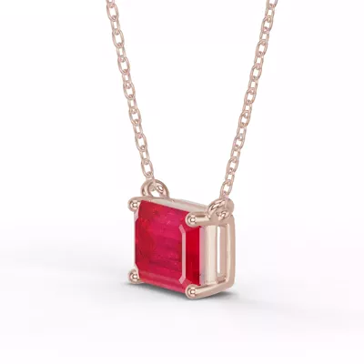 Emerald-Cut Ruby East-West Solitaire Necklace
