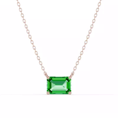 Emerald-Cut Tsavorite East-West Solitaire Necklace
