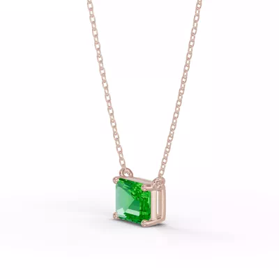 Emerald-Cut Tsavorite East-West Solitaire Necklace