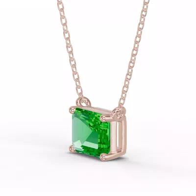 Emerald-Cut Tsavorite East-West Solitaire Necklace